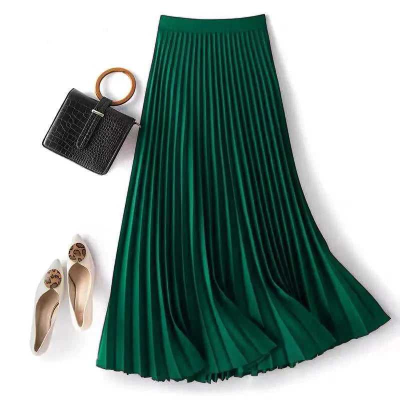 Women Plus Size Pleated Midi Skirt