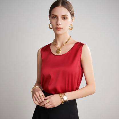Graceful Sleeveless O Neck T Shirt for Casual Fashion