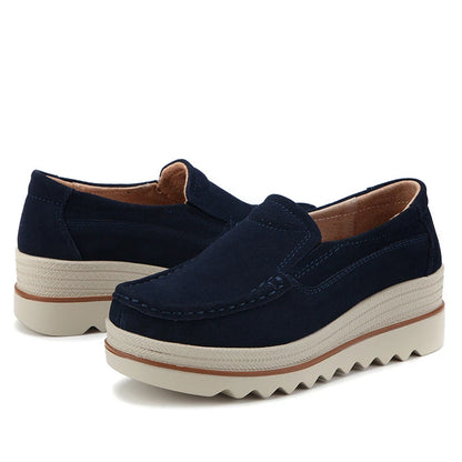 Platform Suede Slip On Loafers