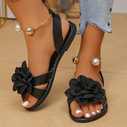 Elegante Perlen-Blumen Sandalen