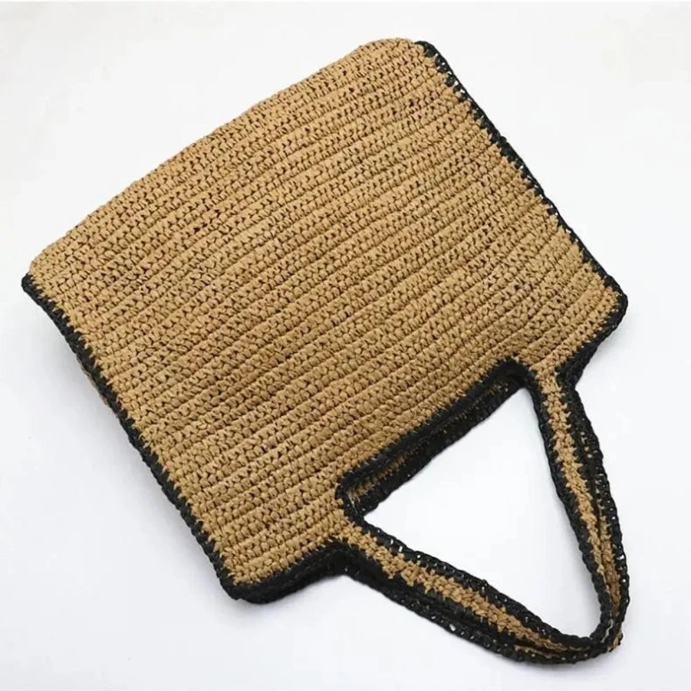 Stilvolle Luxus-Strandtasche aus geflochenem Stroh für Damen mit großem Fassungsvermögen