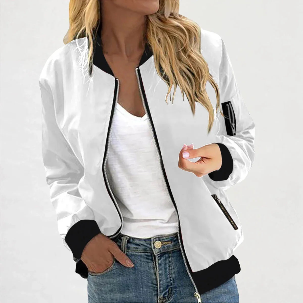 Lightweight Zip Up Slim Fit Bomber Jacket