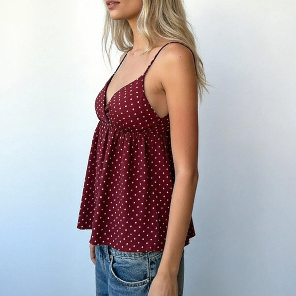 Elegantes gepunktetes Camisole mit sexy rückenfreiem Design