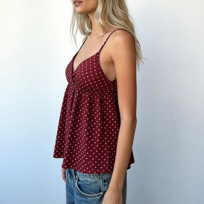 Elegant Polka Dot Camisole with Sexy Backless Design