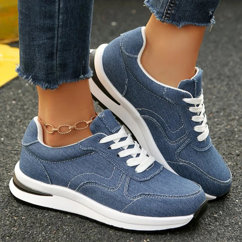 Plateau Denim Schnürsneaker