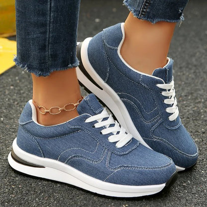 Plateau Denim Schnürsneaker