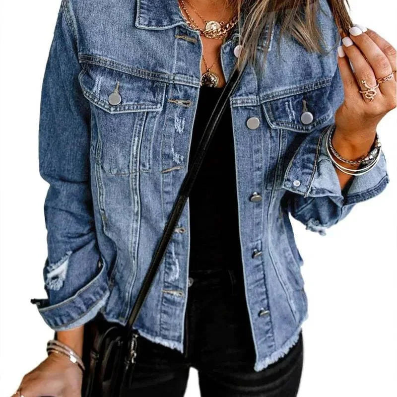 Classic Blue Jacket with Button Front Closure