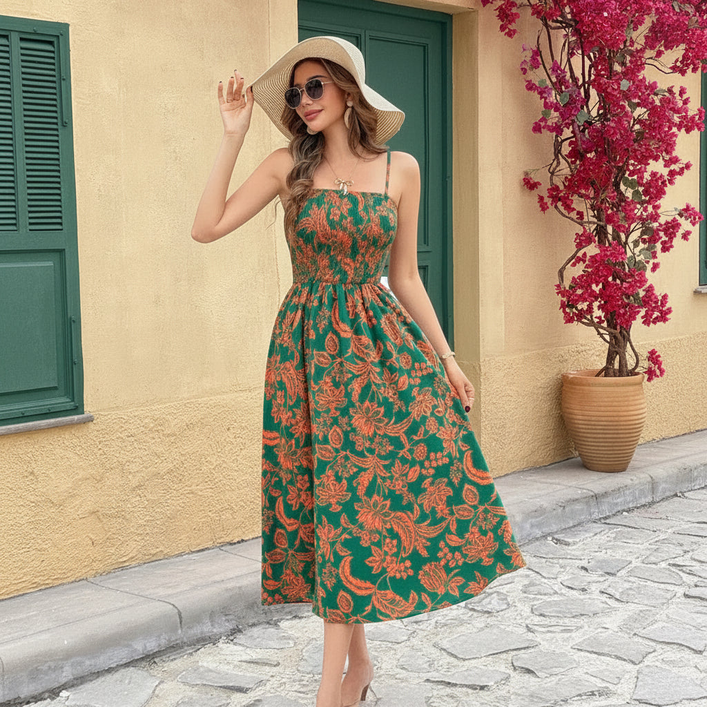 Elegantes A-Linien-Kleid mit Spaghettiträgern und schlanker Passform