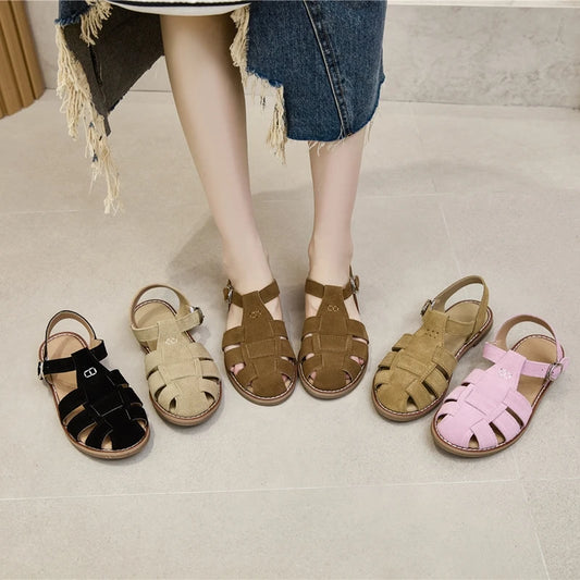 Retro Hollow Leather Sandals