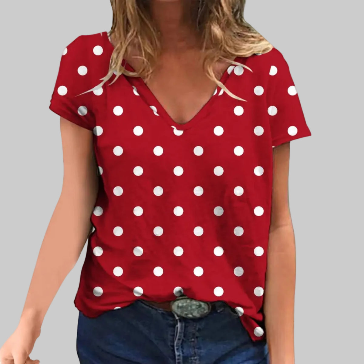 Modernes Polka-Dot-T-Shirt mit kurzen Ärmeln für den täglichen Komfort