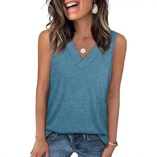 Sleeveless V Neck Casual Top