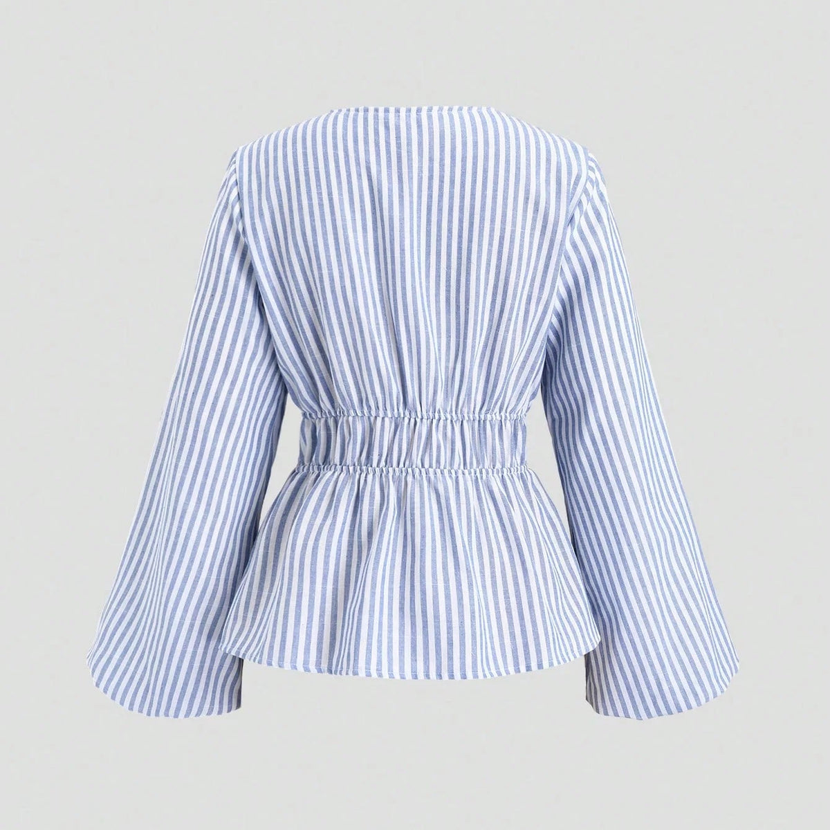 Gestreifte Bluse mit Schleifenband und Puffärmeln