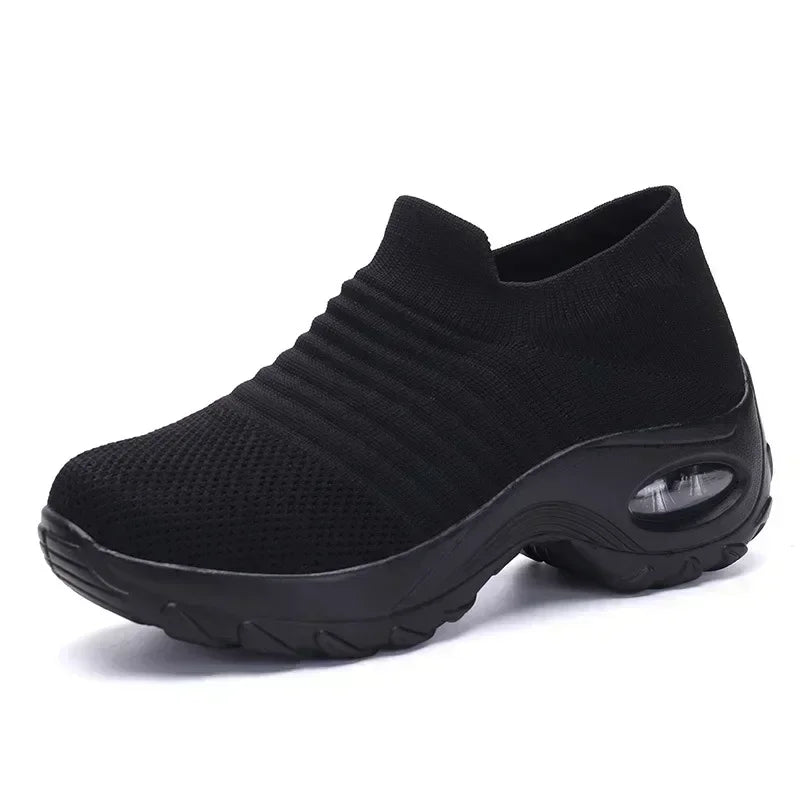 Atmungsaktive Strick-Plateau-Slipper