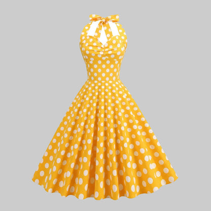 Elegantes Kleid mit hohem Bund und Polka-Dots für zeitlosen femininen Stil