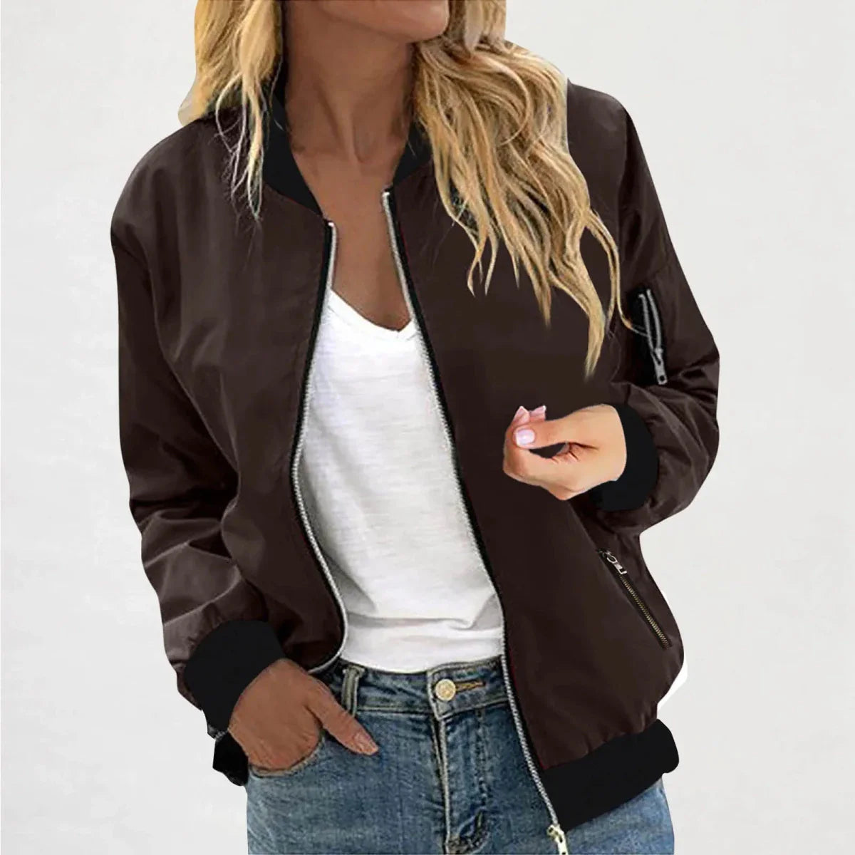 Lightweight Zip Up Slim Fit Bomber Jacket