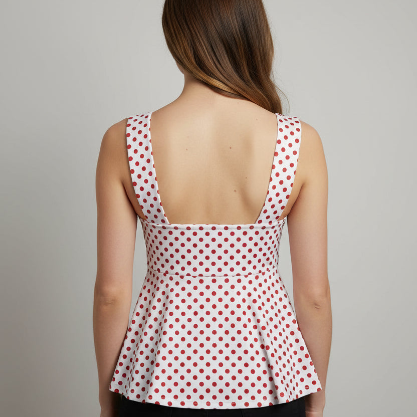 Trendiges Polka-Dot-Top mit V-Ausschnitt für schicke Looks bei warmem Wetter