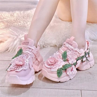 Sneakers con plateau rosa carine