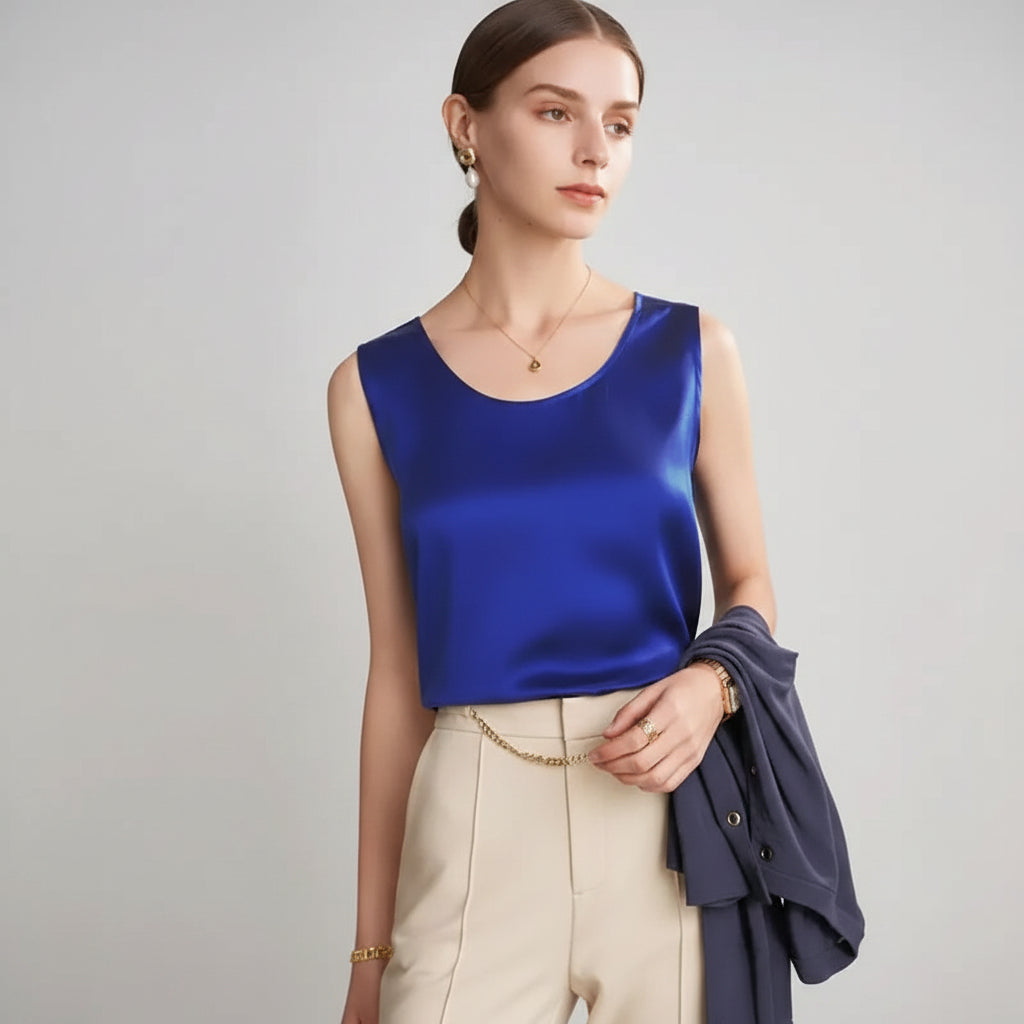 Elegantes ärmelloses T-Shirt mit Rundhalsausschnitt für legere Mode