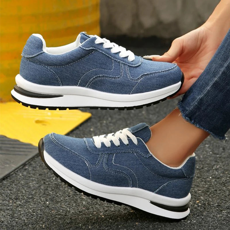 Plateau Denim Schnürsneaker