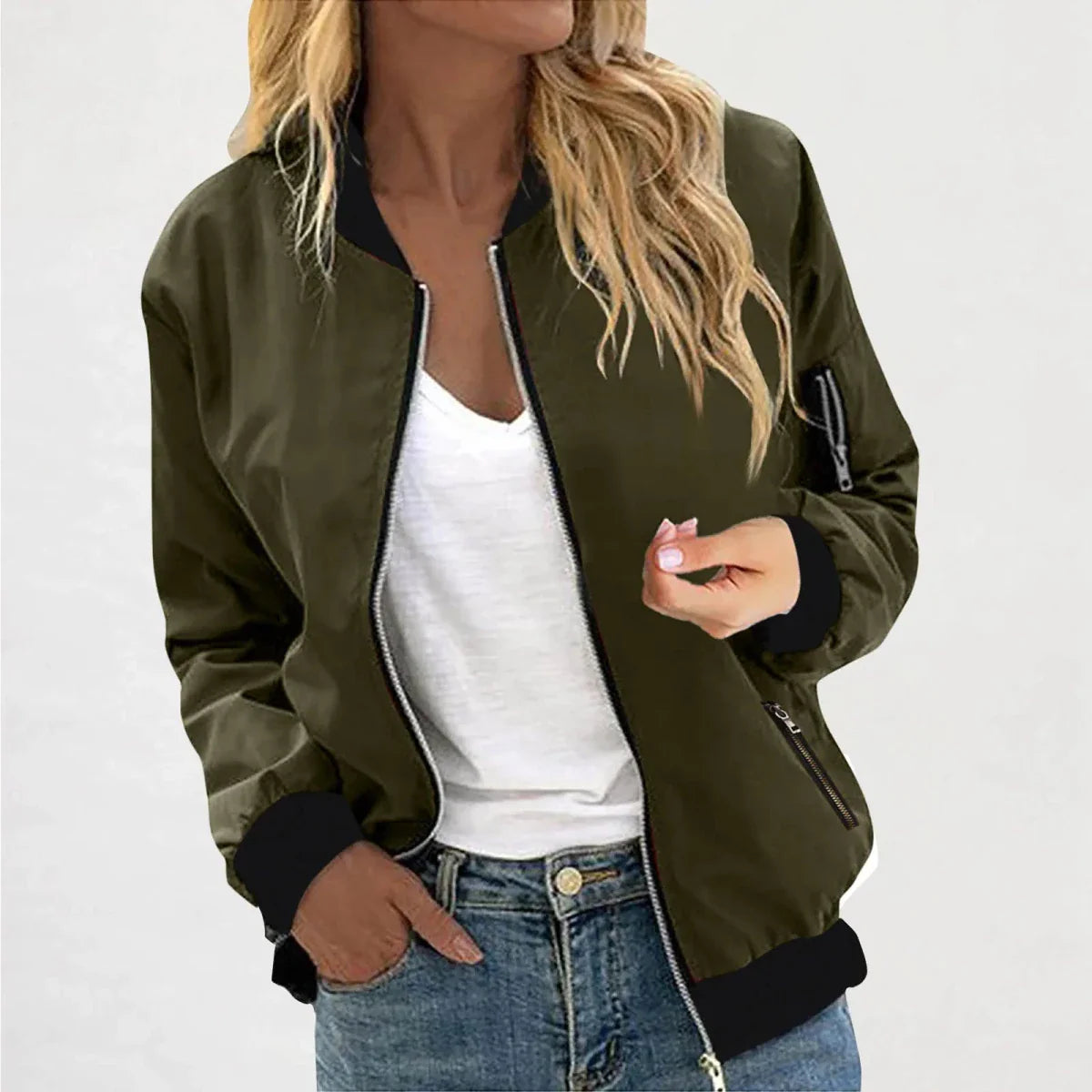 Lightweight Zip Up Slim Fit Bomber Jacket