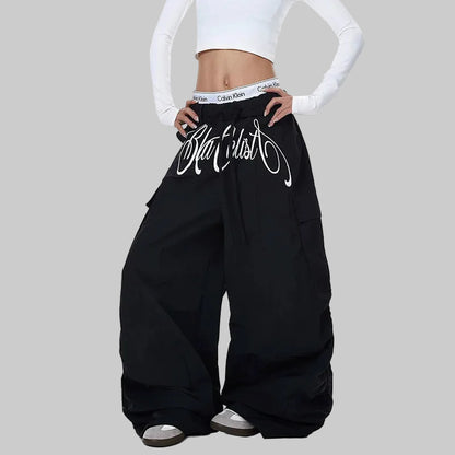 Embroidery Streetwear Parachute Pants
