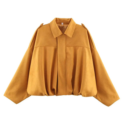 Oversized Balloon Fit Cropped Jacket Lightweight Structured