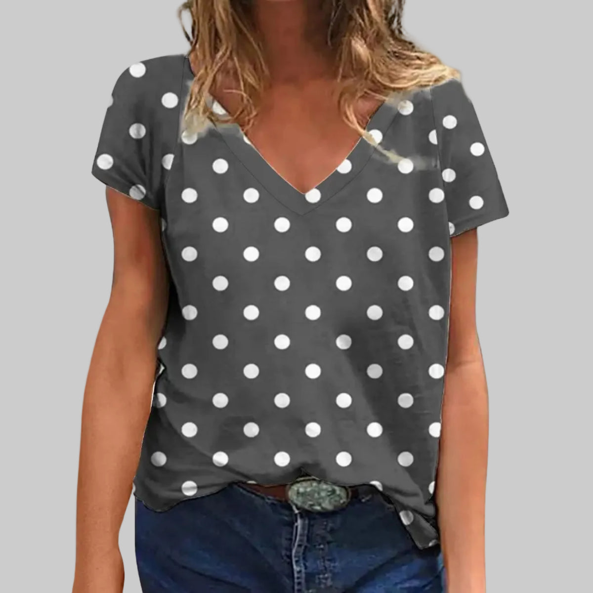 Modernes Polka-Dot-T-Shirt mit kurzen Ärmeln für den täglichen Komfort