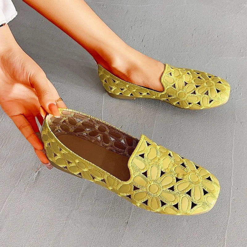 Floral Cut Out Slip On Flats