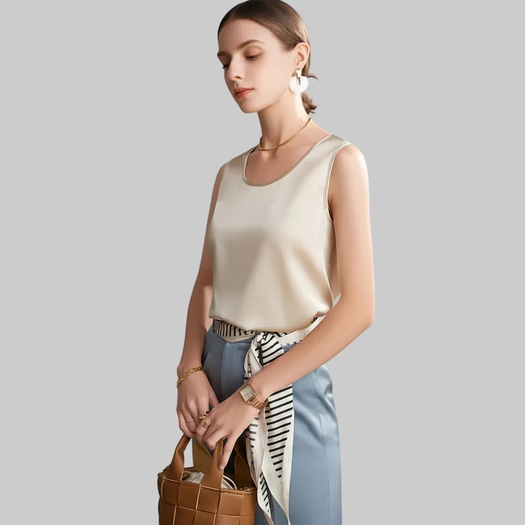 Elegantes ärmelloses T-Shirt mit Rundhalsausschnitt für legere Mode
