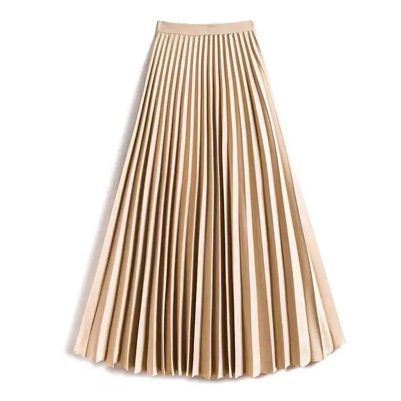 Women Plus Size Pleated Midi Skirt
