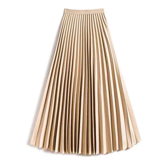 Women Plus Size Chiffon Pleated Midi Skirt