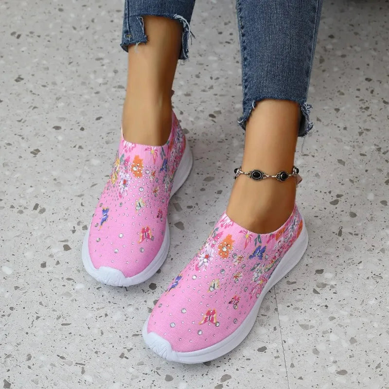 Blumenmuster Strick-Sneaker