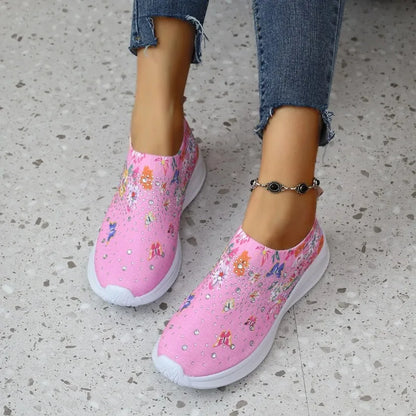 Blumenmuster Strick-Sneaker