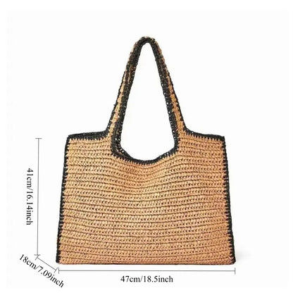 Stilvolle Luxus-Strandtasche aus geflochenem Stroh für Damen mit großem Fassungsvermögen