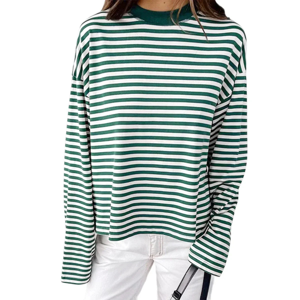 Oversized Striped Drop Shoulder Long Sleeve Top