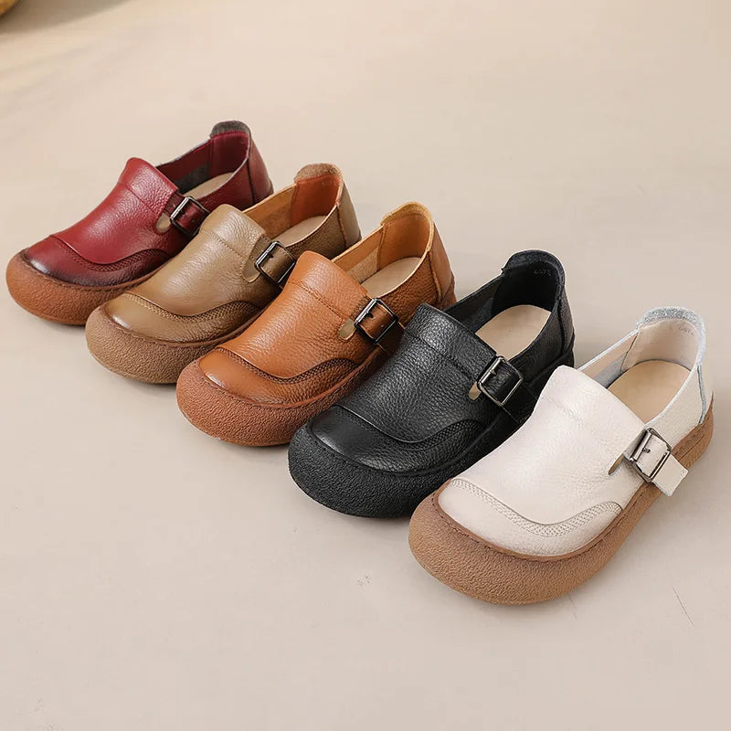 Premium Leather Buckle Strap Slip On Shoes