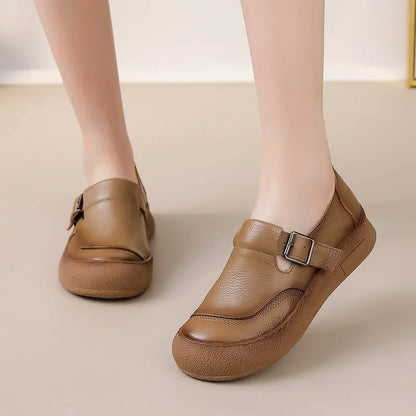 Premium Leather Buckle Strap Slip On Shoes
