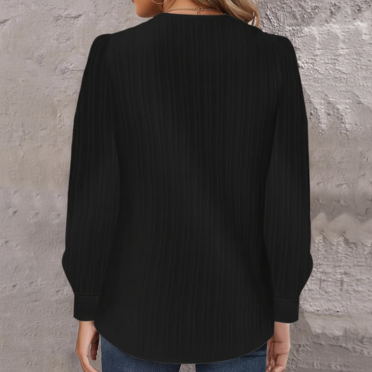 Blusa asimétrica de cuello con volantes y canalé