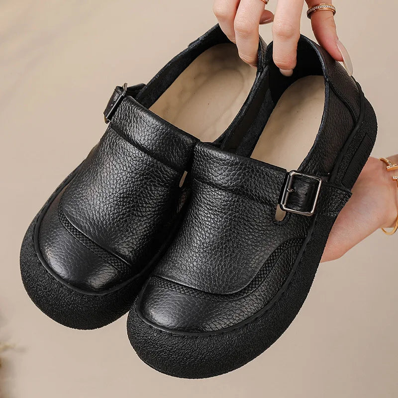 Premium Lederriemen Schlupfschuhe mit Schnalle
