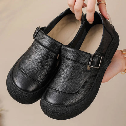 Premium Leather Buckle Strap Slip On Shoes