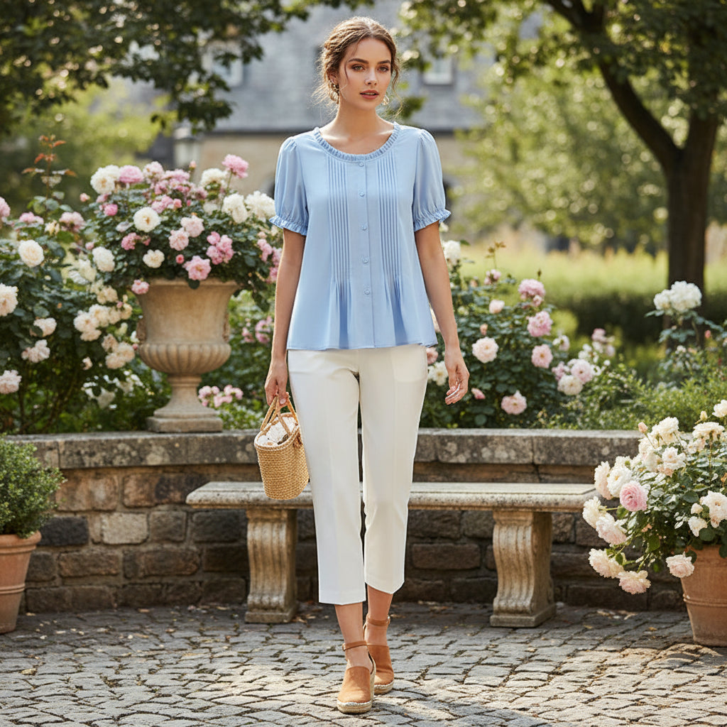 Elegante Sommerbluse mit Puffärmeln