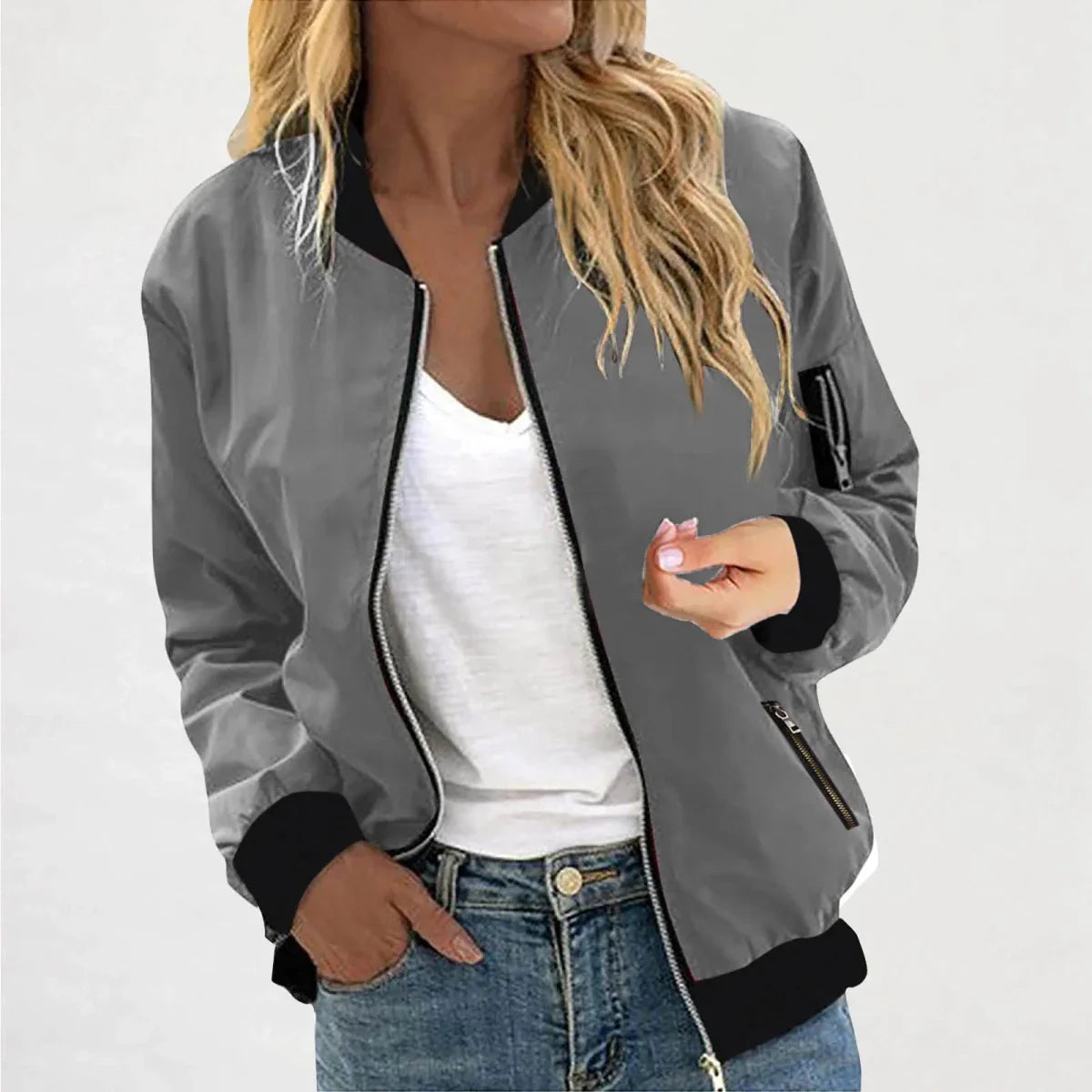 Lightweight Zip Up Slim Fit Bomber Jacket