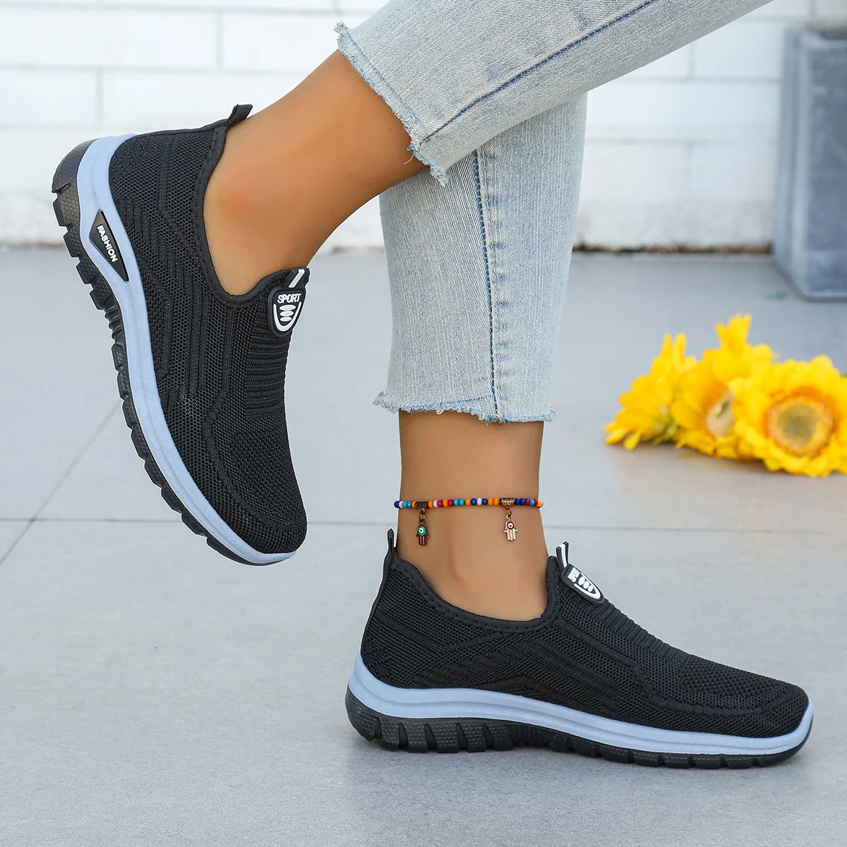 Atmungsaktive Strick-Slipper-Sneaker