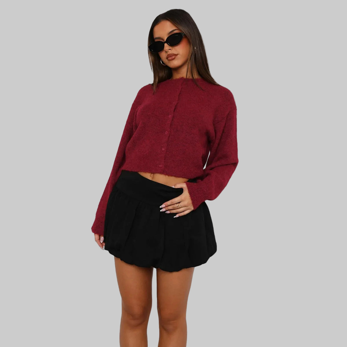 Premium Strick-Cardigan mit lässiger gerader Silhouette