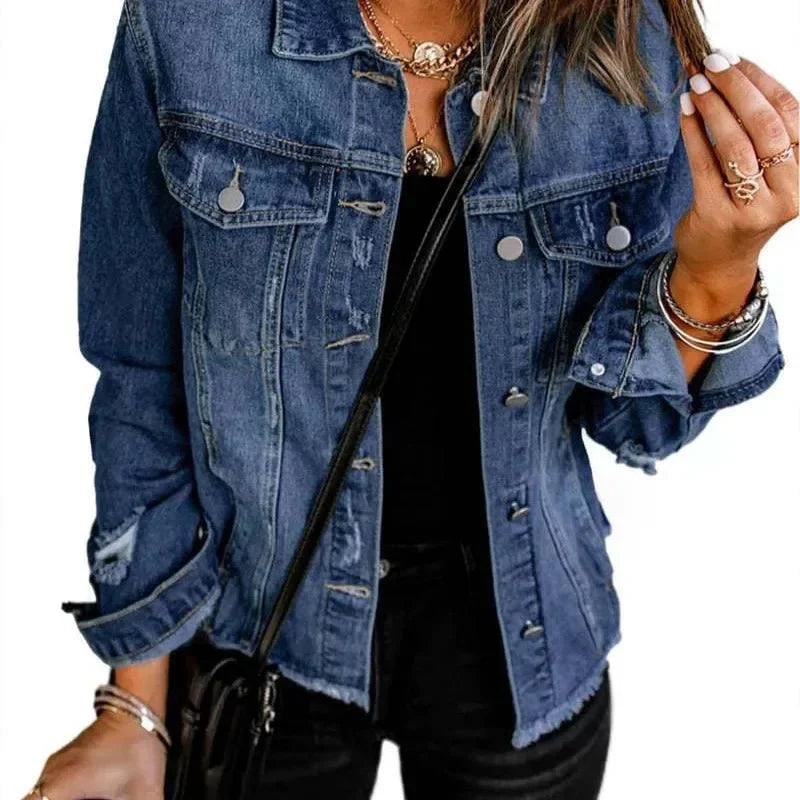 Classic Blue Jacket with Button Front Closure