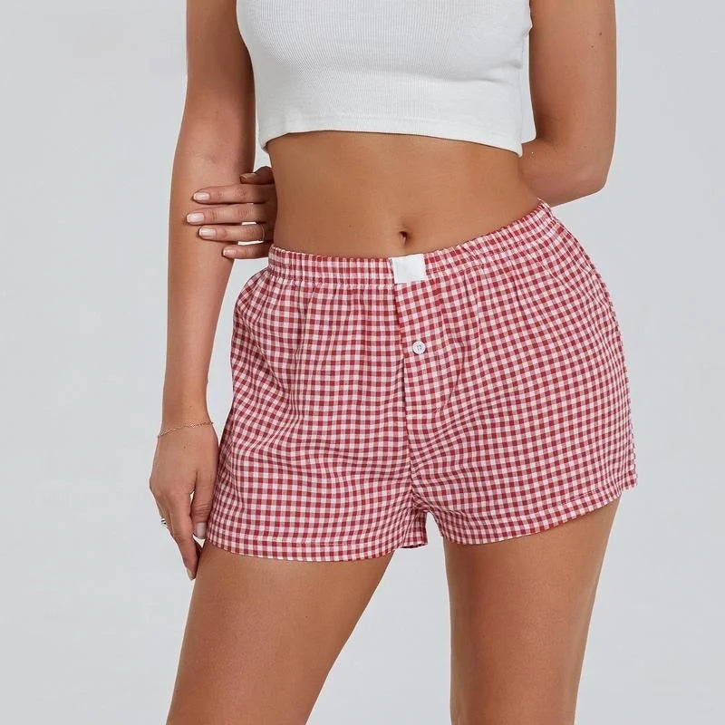 Vielseitige karierte Sommer-Shorts mit entspanntem elastischem Sitz