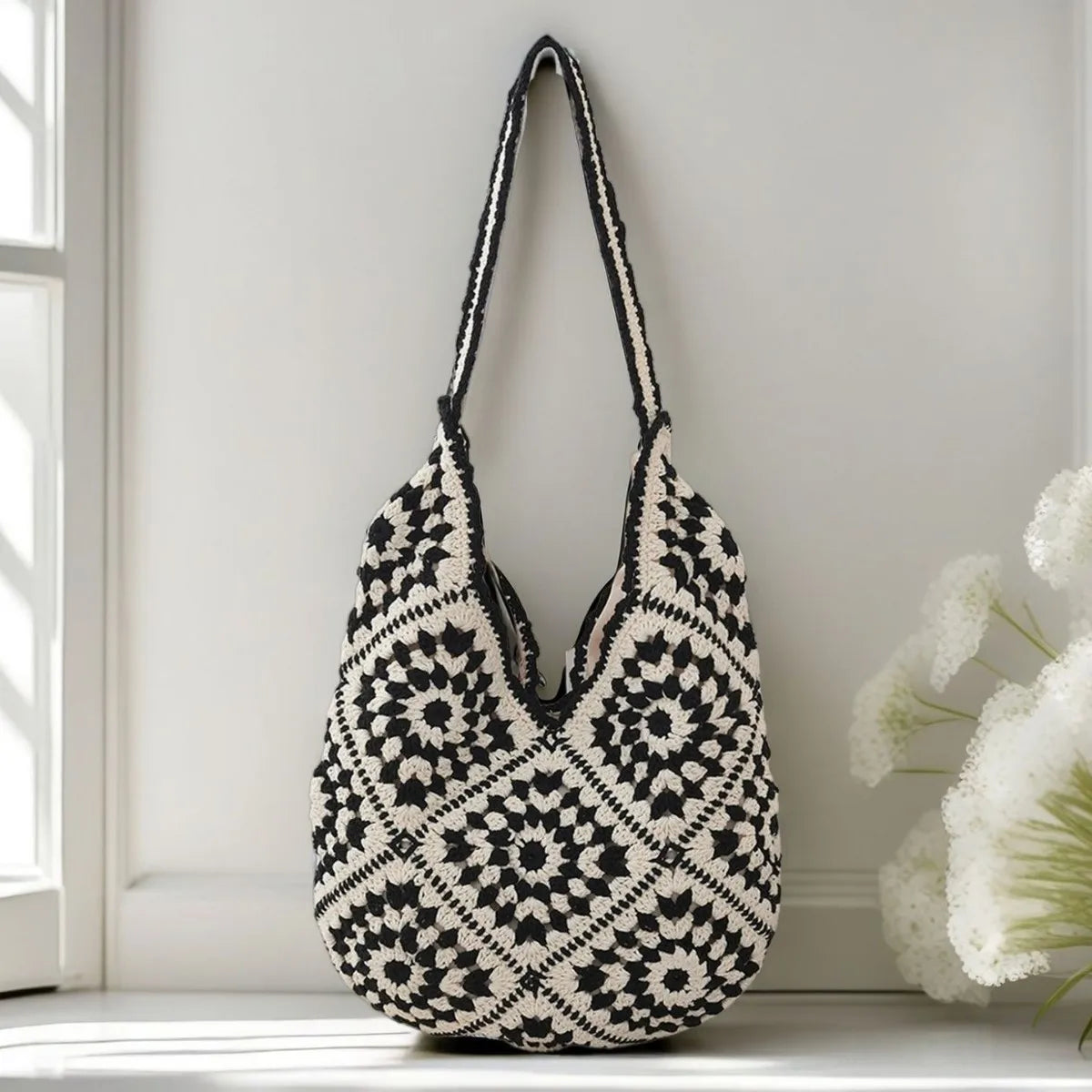 Elegante gewebte Strandtasche für den täglichen Schultergebrauch