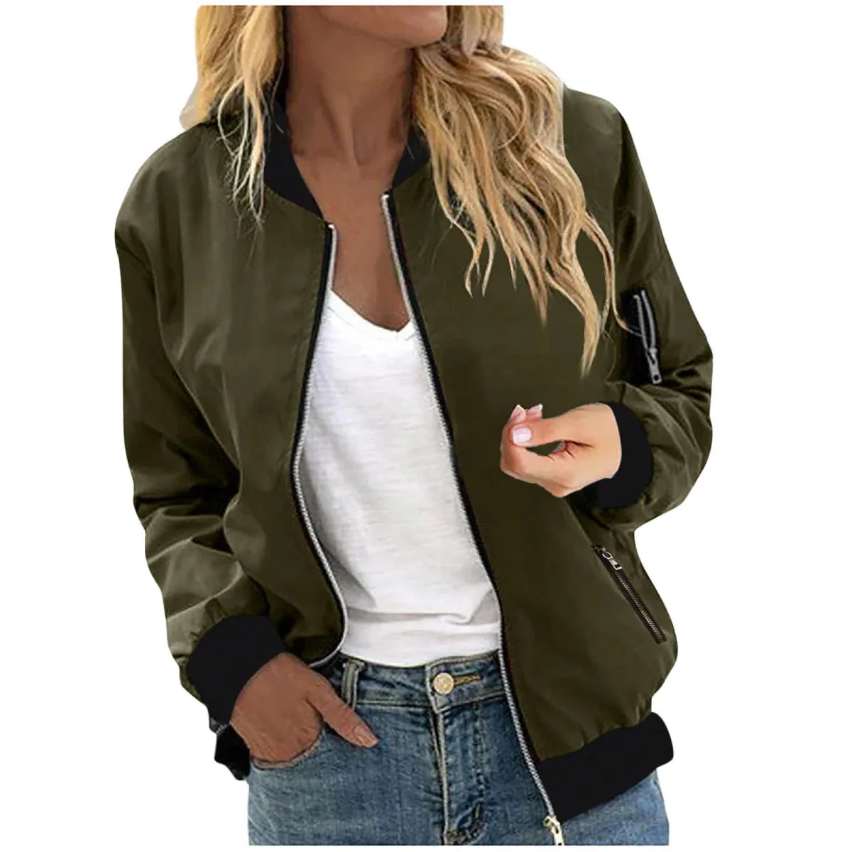 Lightweight Zip Up Slim Fit Bomber Jacket