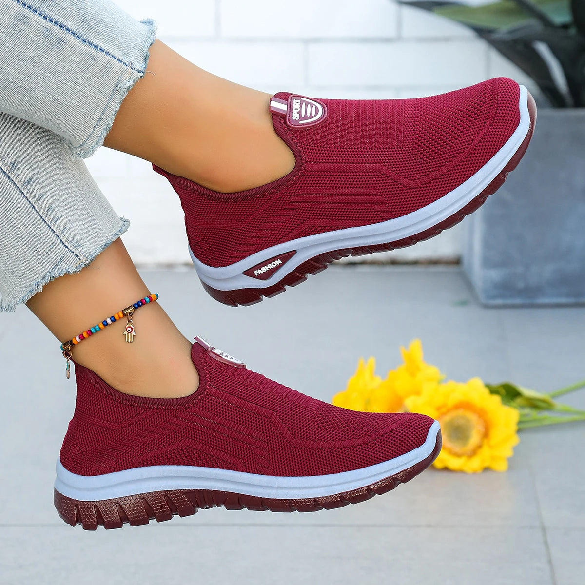 Atmungsaktive Strick-Slipper-Sneaker