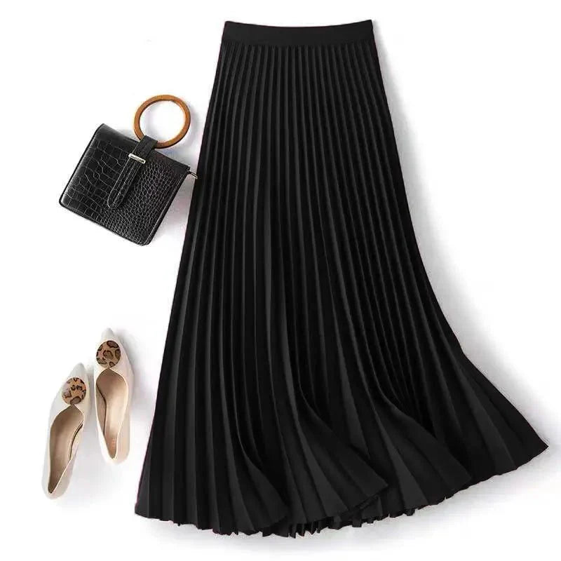 Women Plus Size Pleated Midi Skirt
